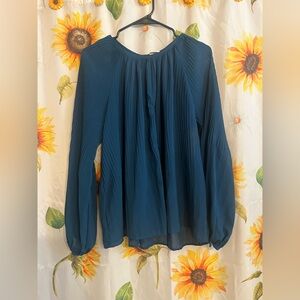 a new day Teal Pleated Blouse